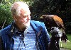 Ian Turner and hawk, getting to know each other on his recent hawk walk with us