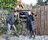 Matthew Salmon & Jamie Pettit about to set off and fly Samhradh & Earrach at the start of their recent Hawk Walk with us.