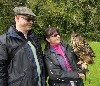 Marco & Esther Engler with Dingle during their third visit to the Falconry School recently.