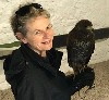 Here is Andrea Goldsmith looking forward to setting off to fly wonderful Bagun on her Hawk Walk with us last year.