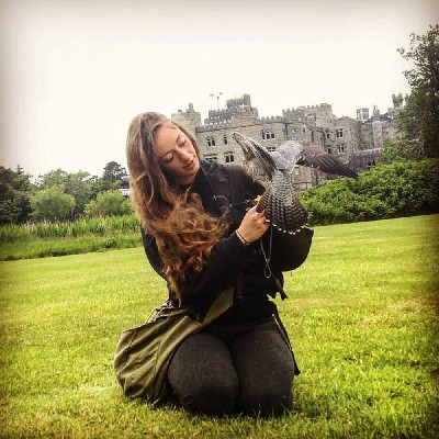 For World Falconry Day (this years slogan is Women Falconers) here is wonderful Mel, with Corrib (our Peregrine/Saker hybrid falcon), by the castle.